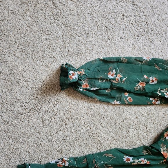 Inspired Hearts Green Floral Ruffle Dress - Picture 10 of 14